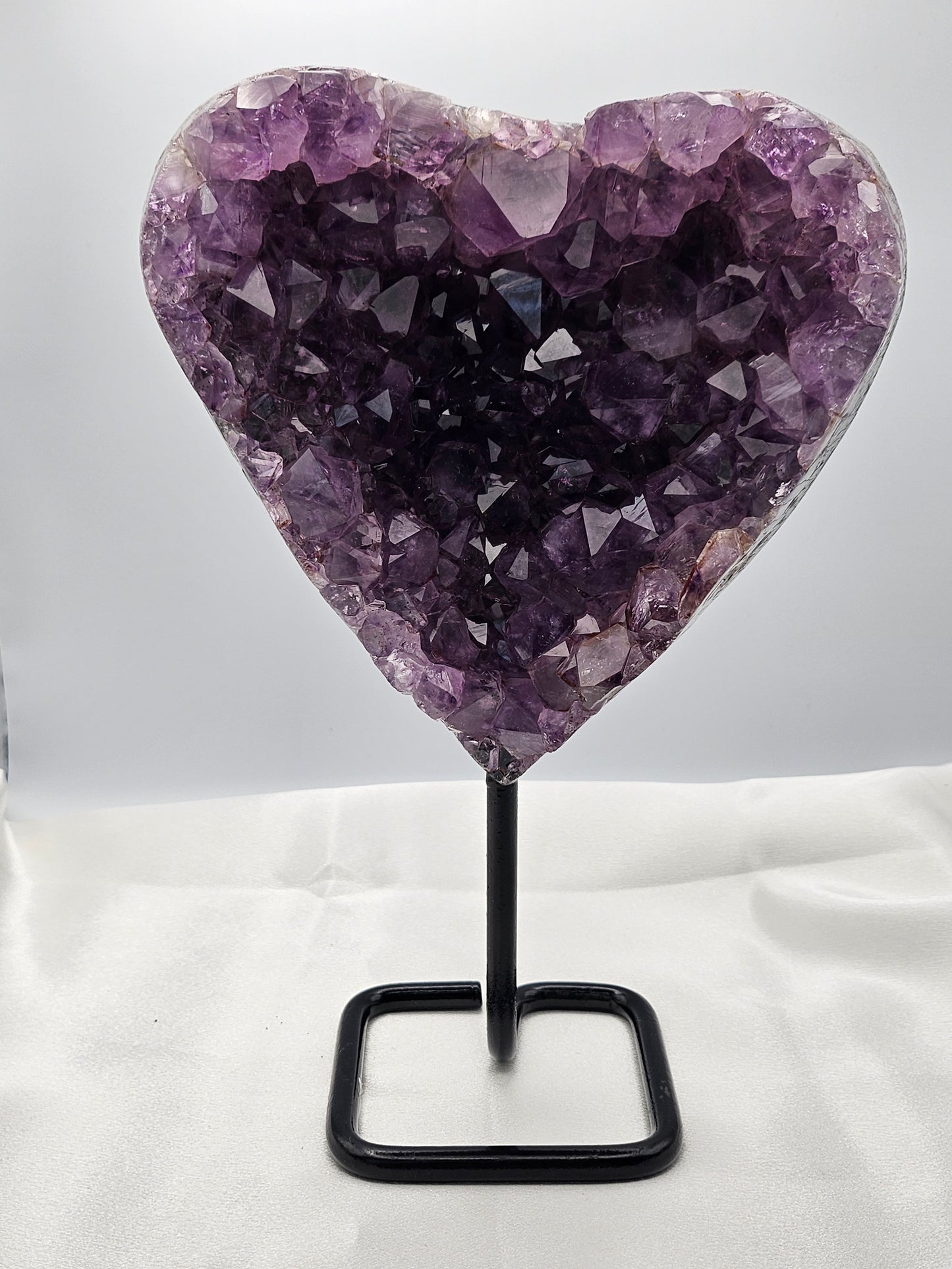 High Grade Dark Purple Amethyst with Metal Stand