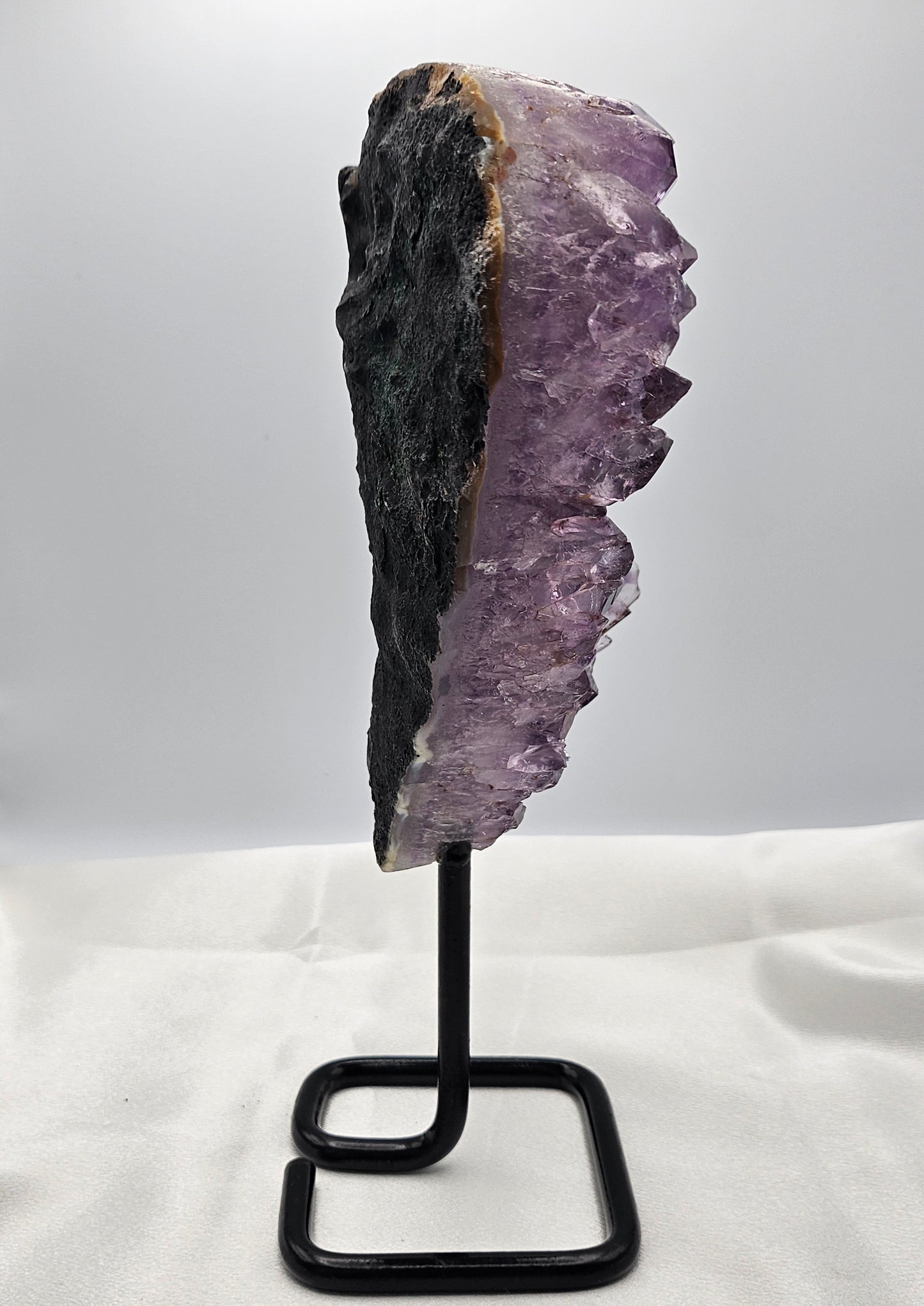 High Grade Dark Purple Amethyst with Metal Stand