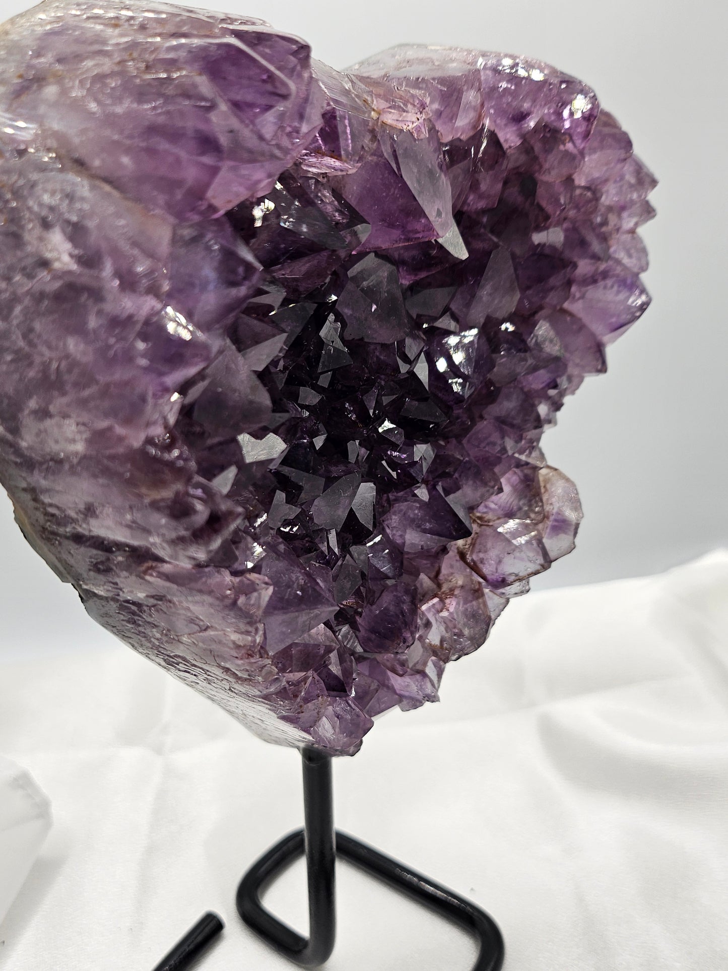 High Grade Dark Purple Amethyst with Metal Stand