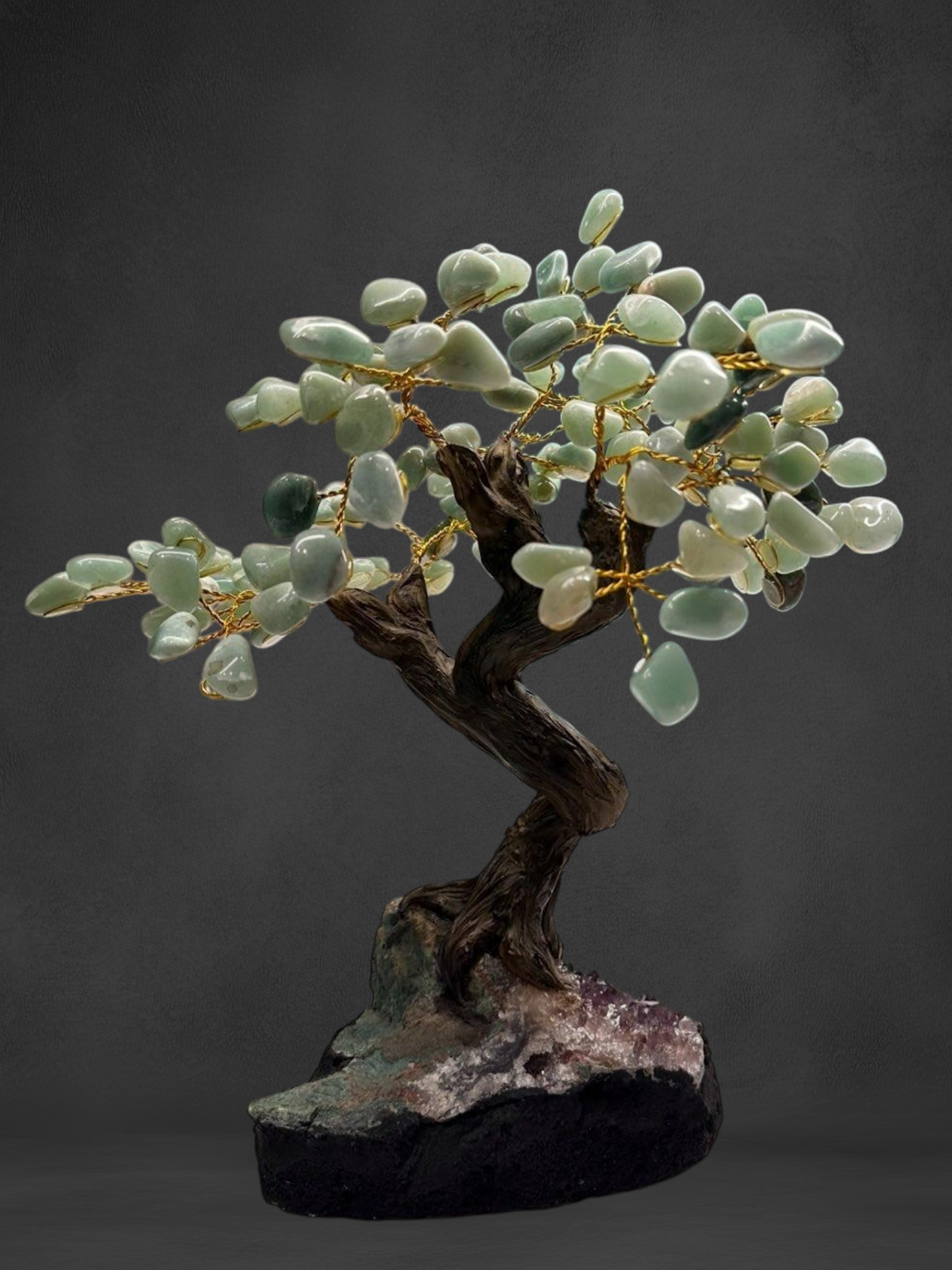 Aventurine GemStone Tree on Amethyst Crystal Base