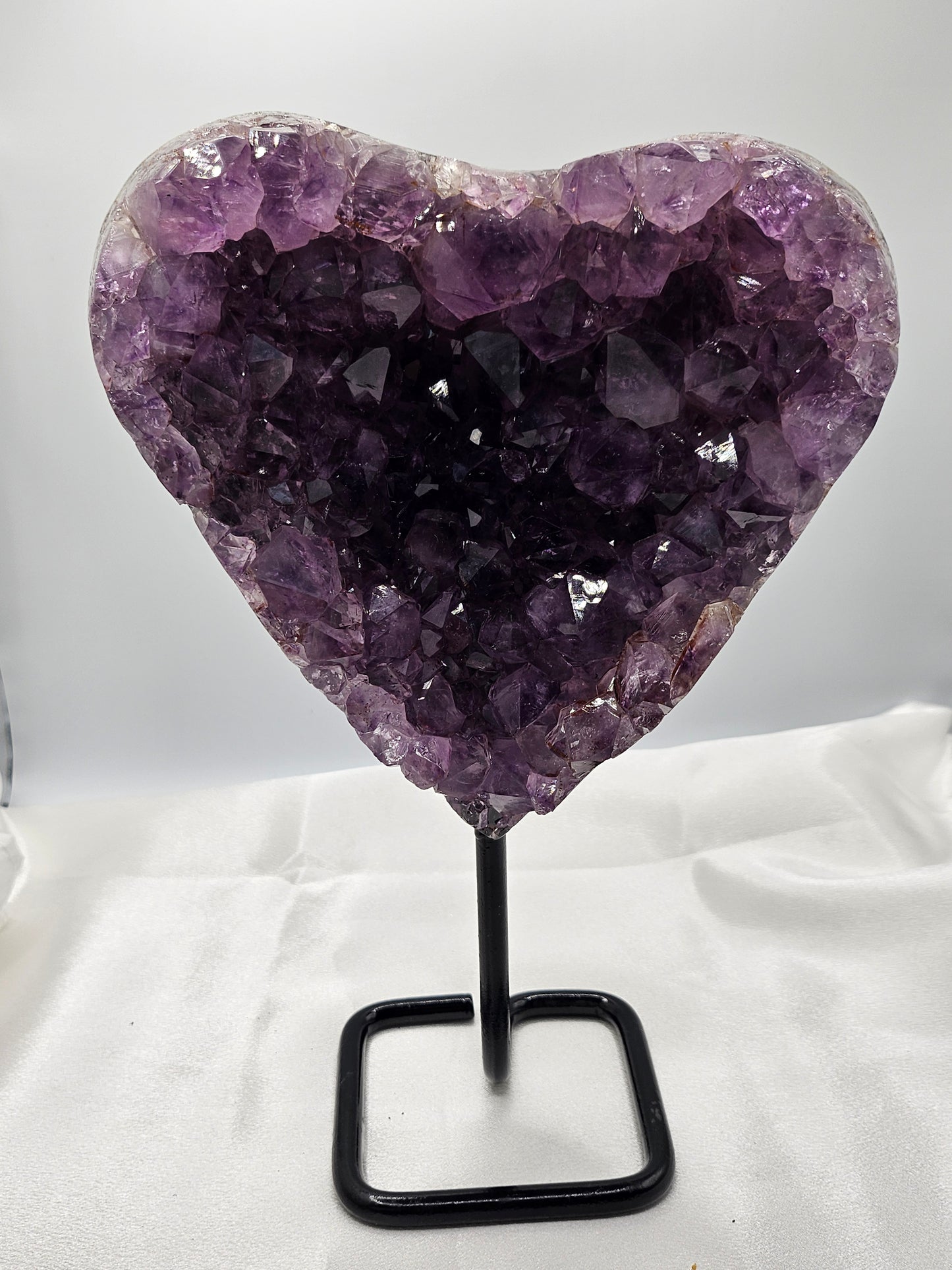 High Grade Dark Purple Amethyst with Metal Stand