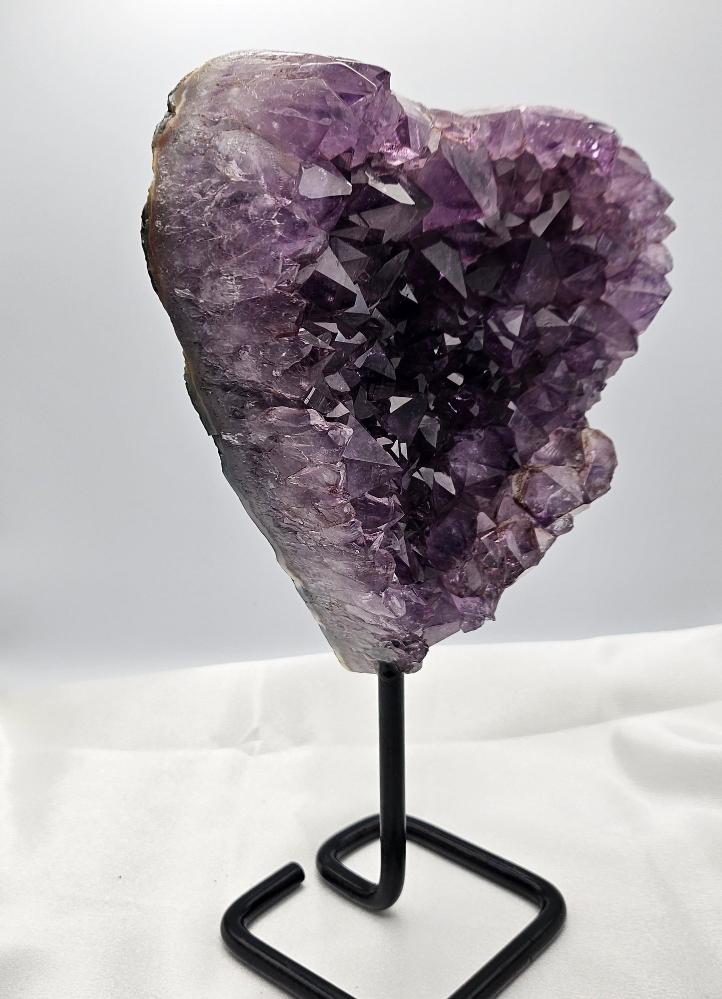 High Grade Dark Purple Amethyst with Metal Stand