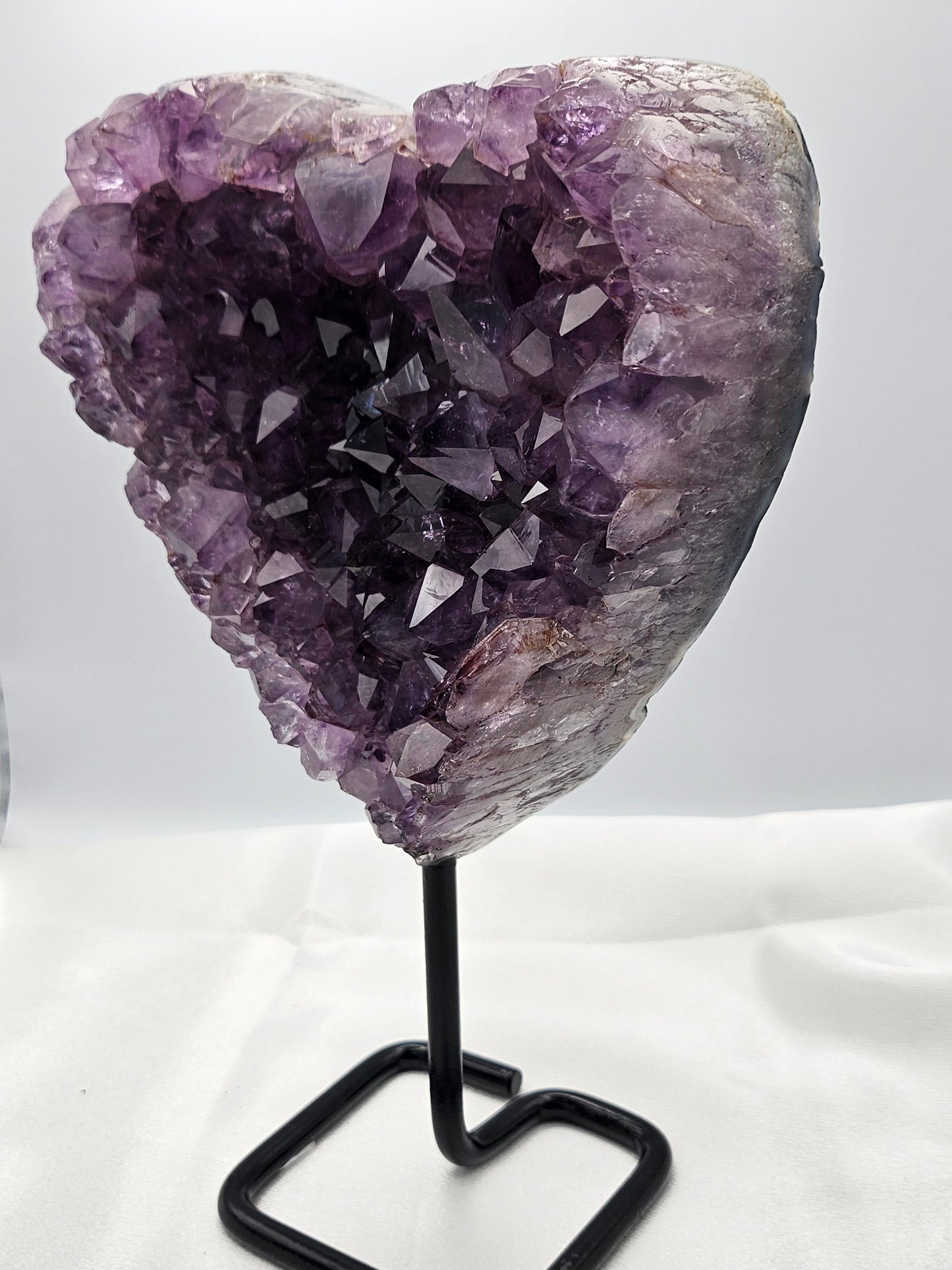High Grade Dark Purple Amethyst with Metal Stand
