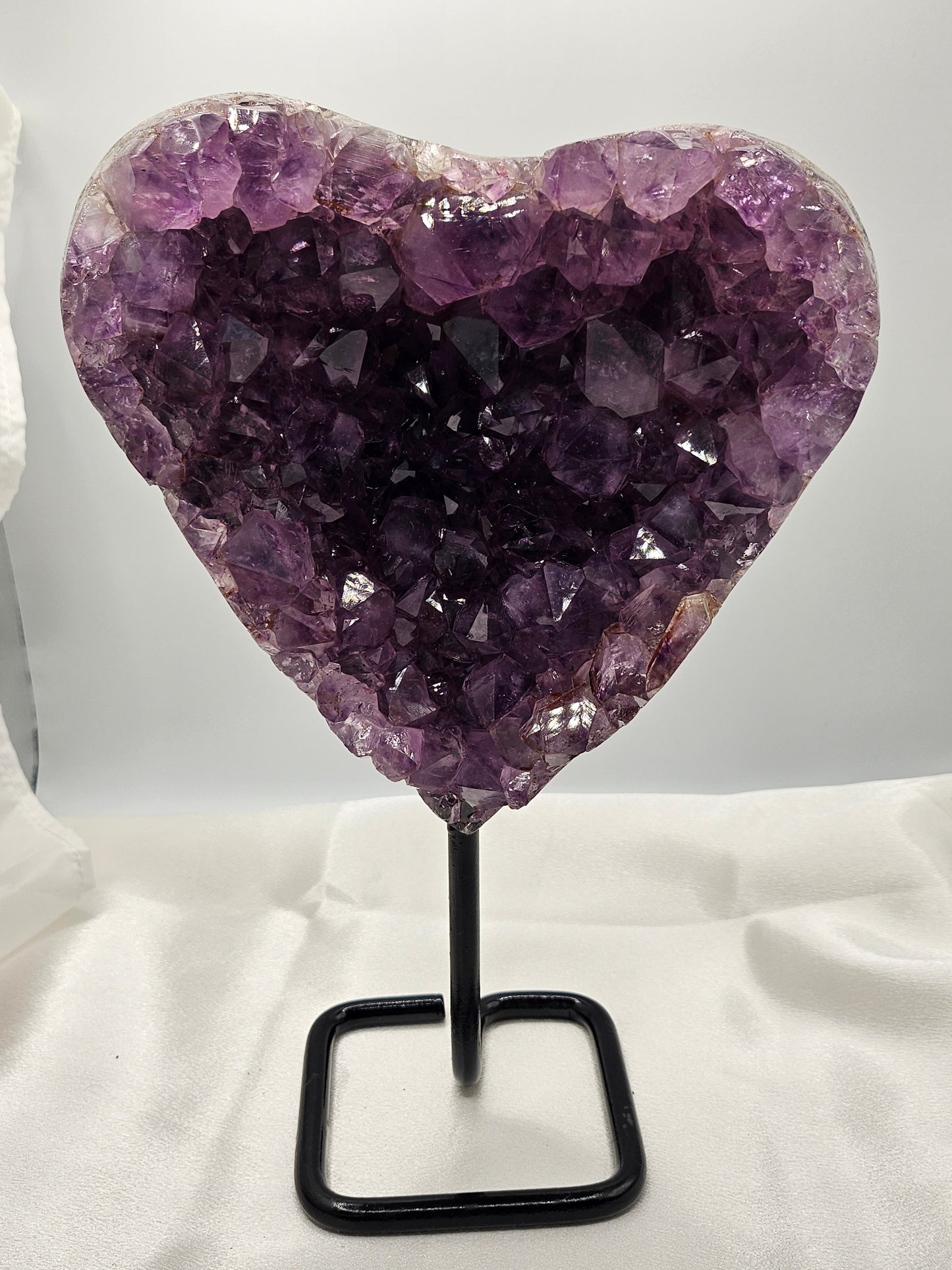 High Grade Dark Purple Amethyst with Metal Stand