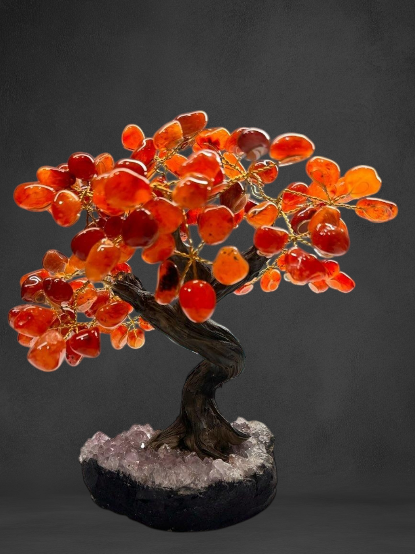 Carnelian Crystal Tree on Amythest Base