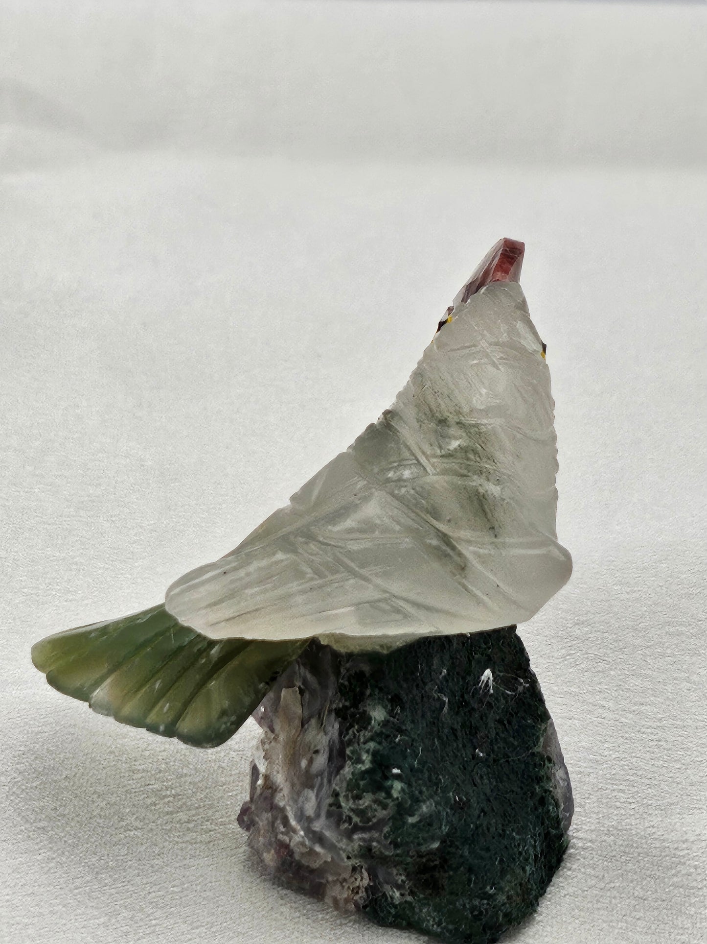 Hand Carved Bird on Amethyst