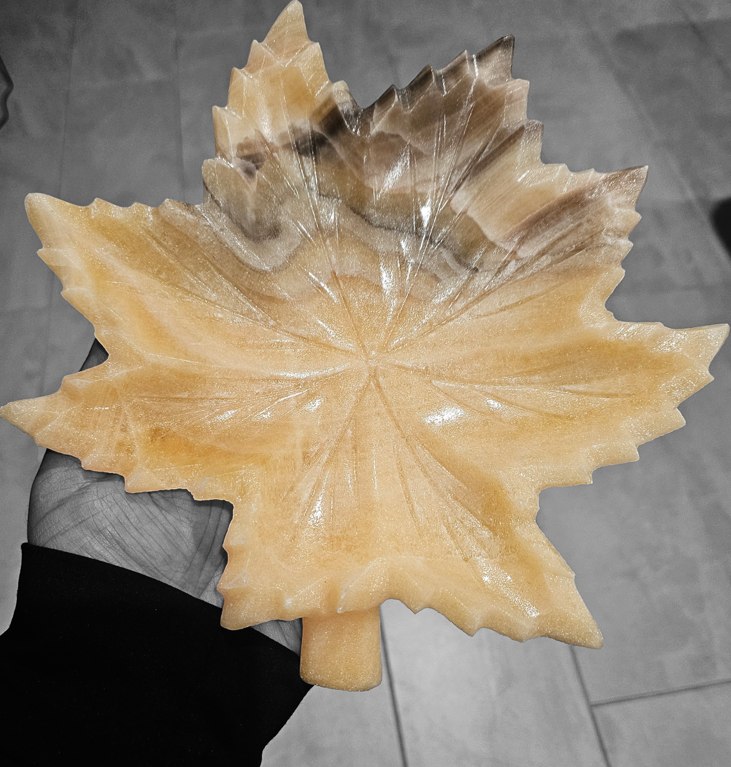 Large Calcite Maple Leaf Bowls