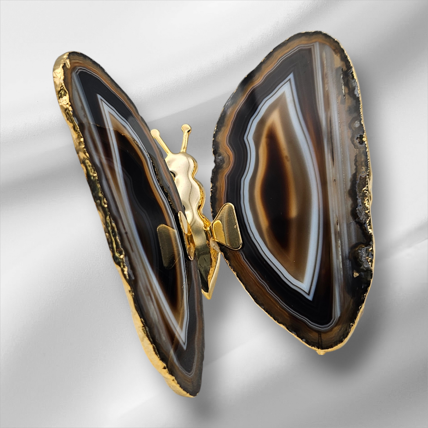 Agate Slice Gold Butterfly