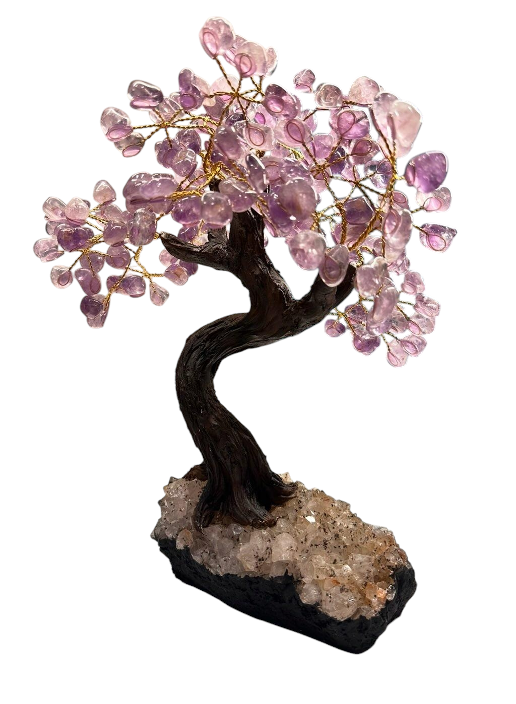 Amethyst Crystal Tree on Quartz Crystal Base