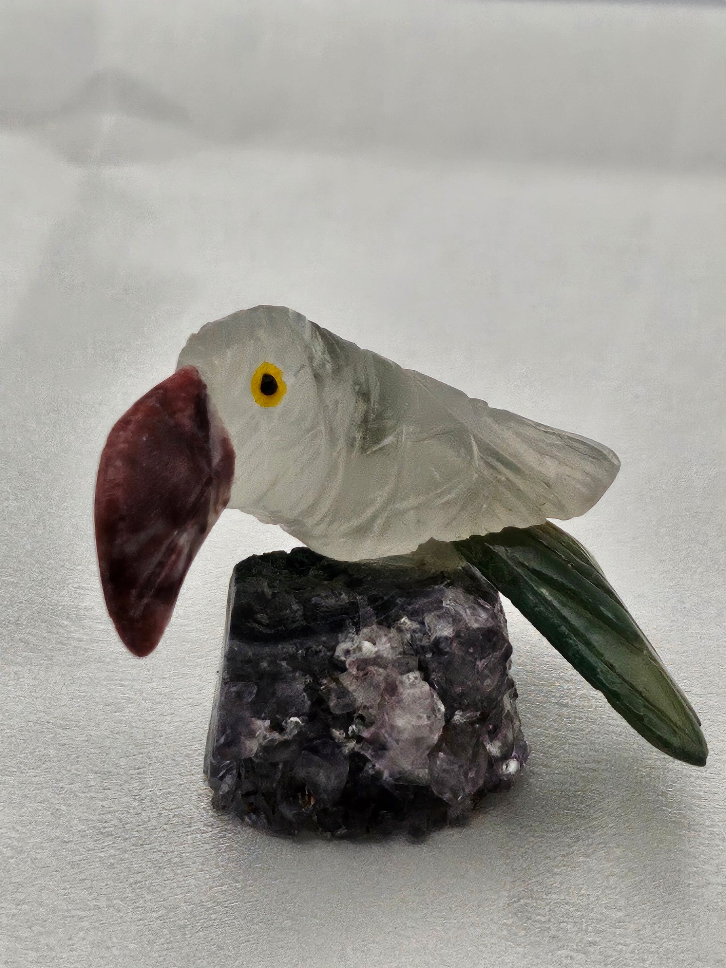 Hand Carved Bird on Amethyst