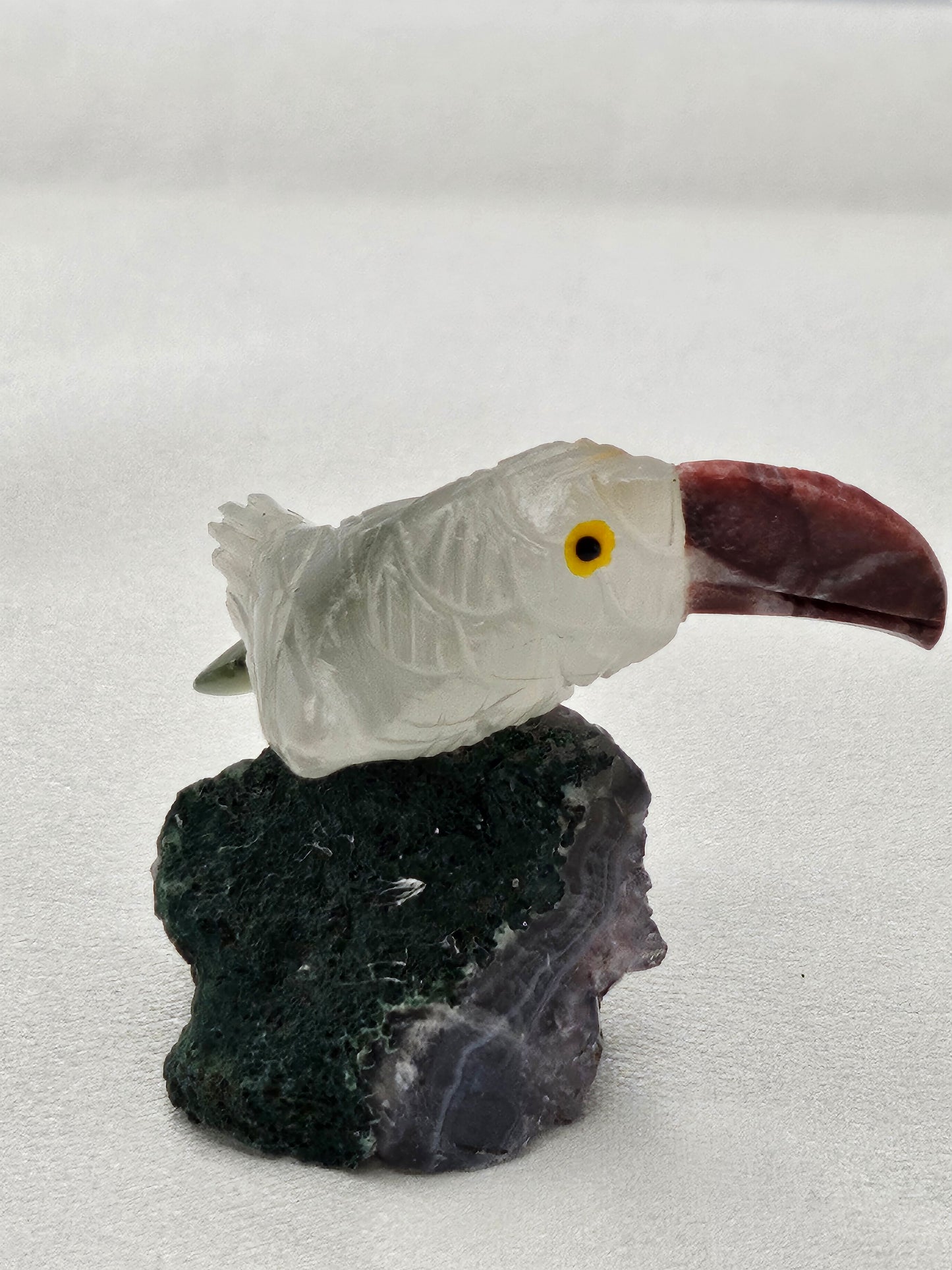 Hand Carved Bird on Amethyst