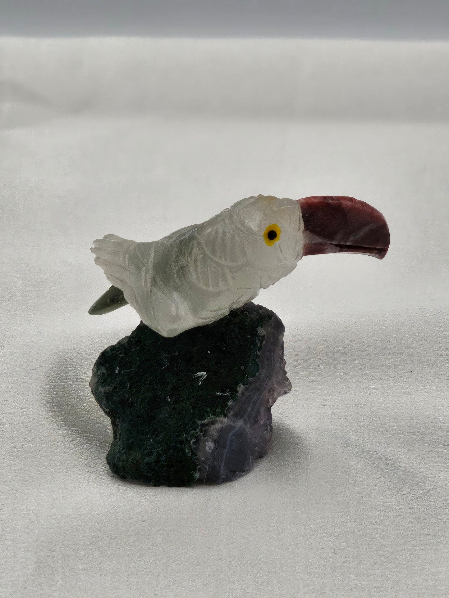 Hand Carved Bird on Amethyst