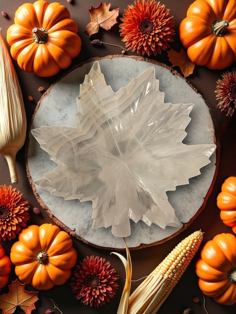 Large Calcite Maple Leaf Bowls