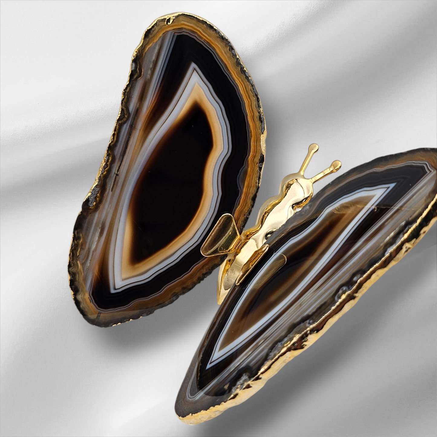 Agate Slice Gold Butterfly